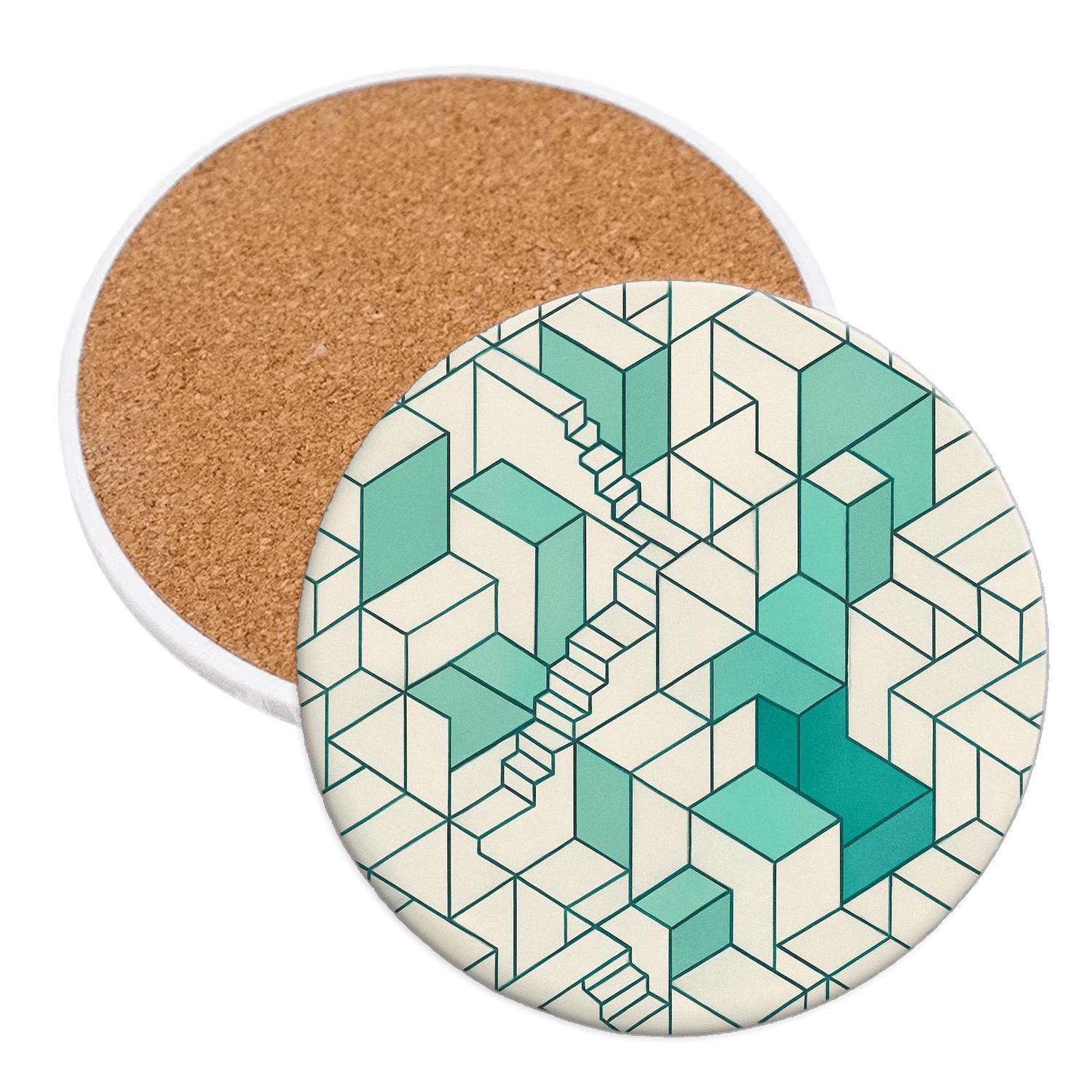 Isometric City Grid Minimal Line Weave coasters for home decor