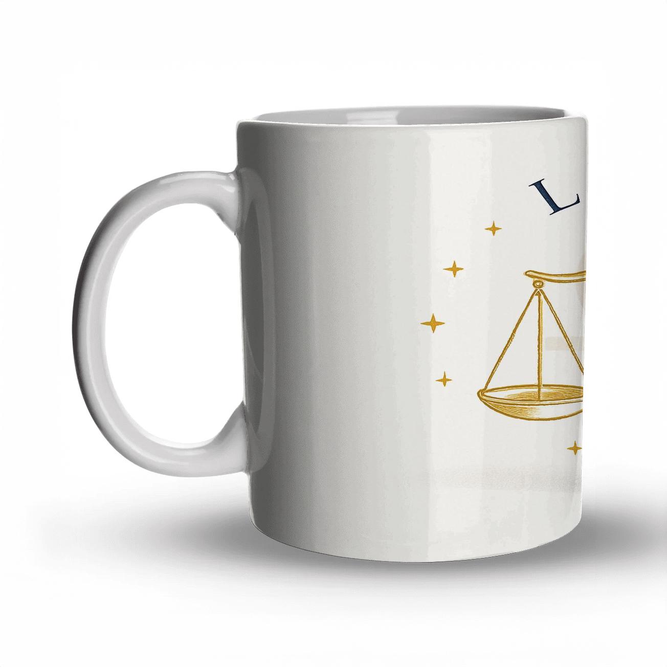 Libra Scales Celestial Balance Line Art ceramic coffee mugs