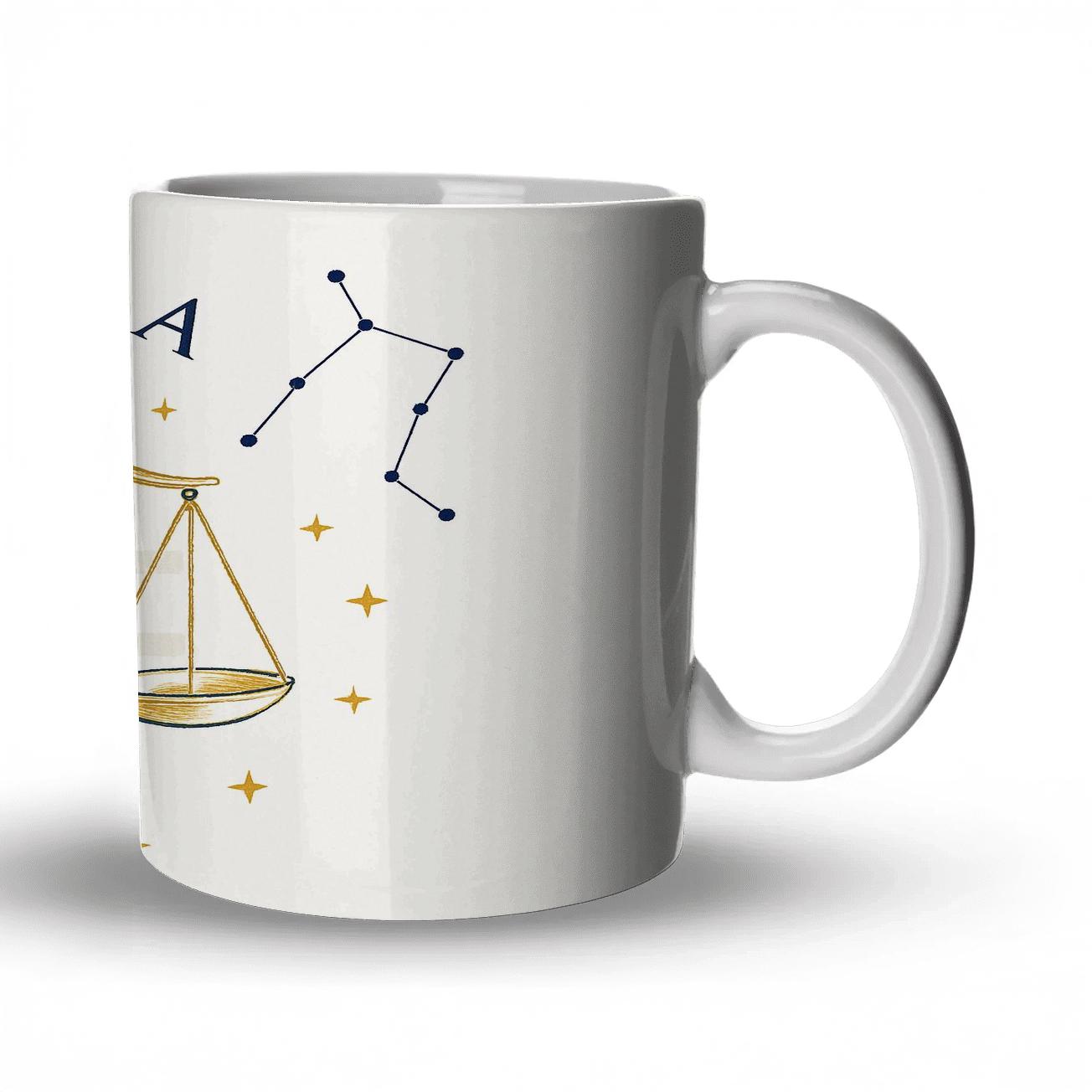 Libra Scales Celestial Balance Line Art ceramic coffee mugs