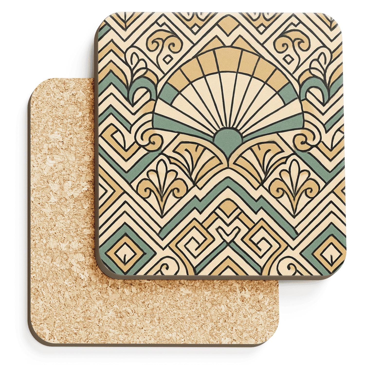 ArtDecoSunburstFiligreePattern absorbent drink coasters
