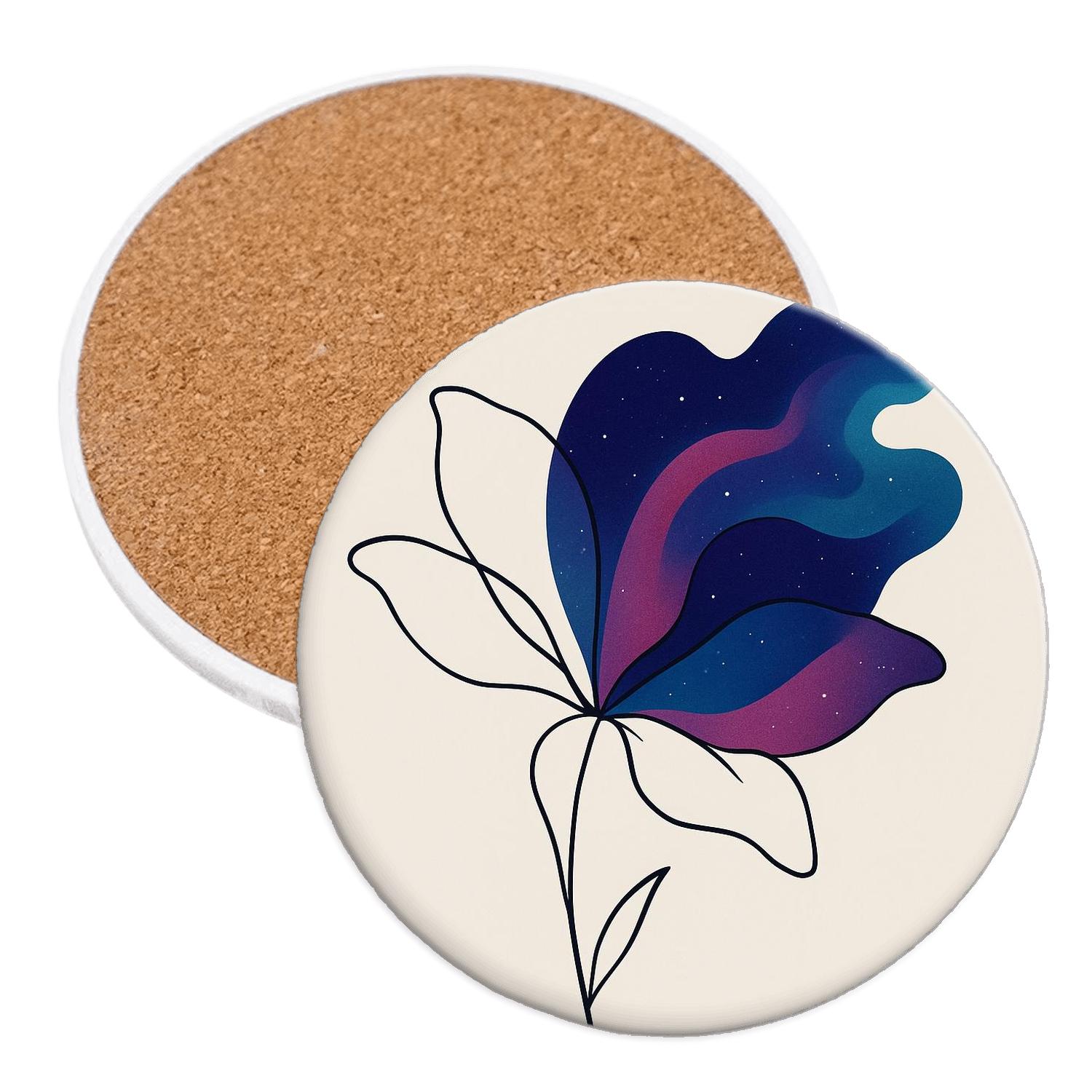 Galactic Bloom Linescape coasters for home decor