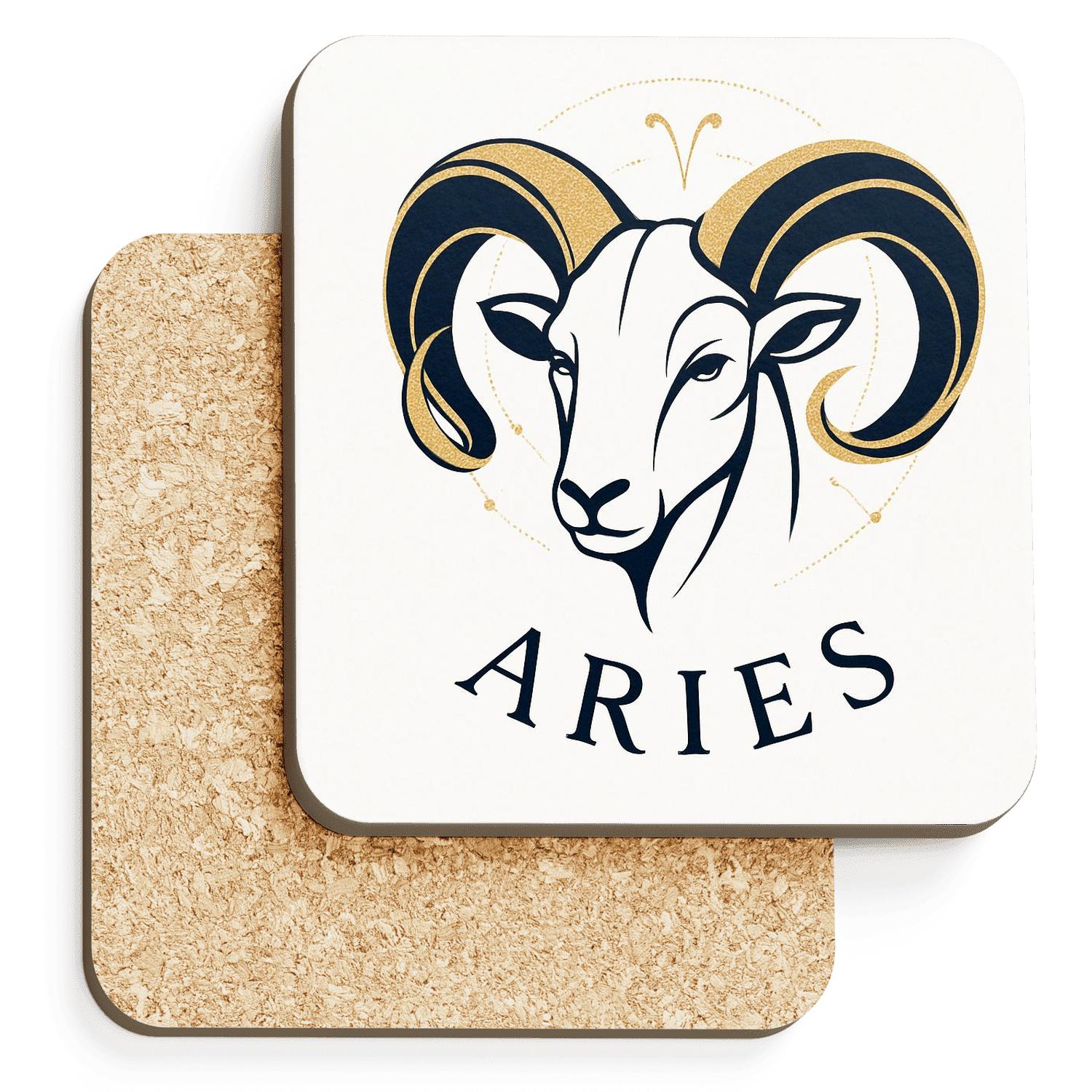 Aries Celestial Minimalist Line Art wooden table coasters