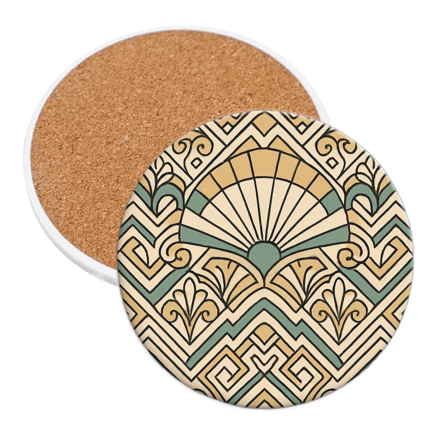 ArtDecoSunburstFiligreePattern coasters for home decor