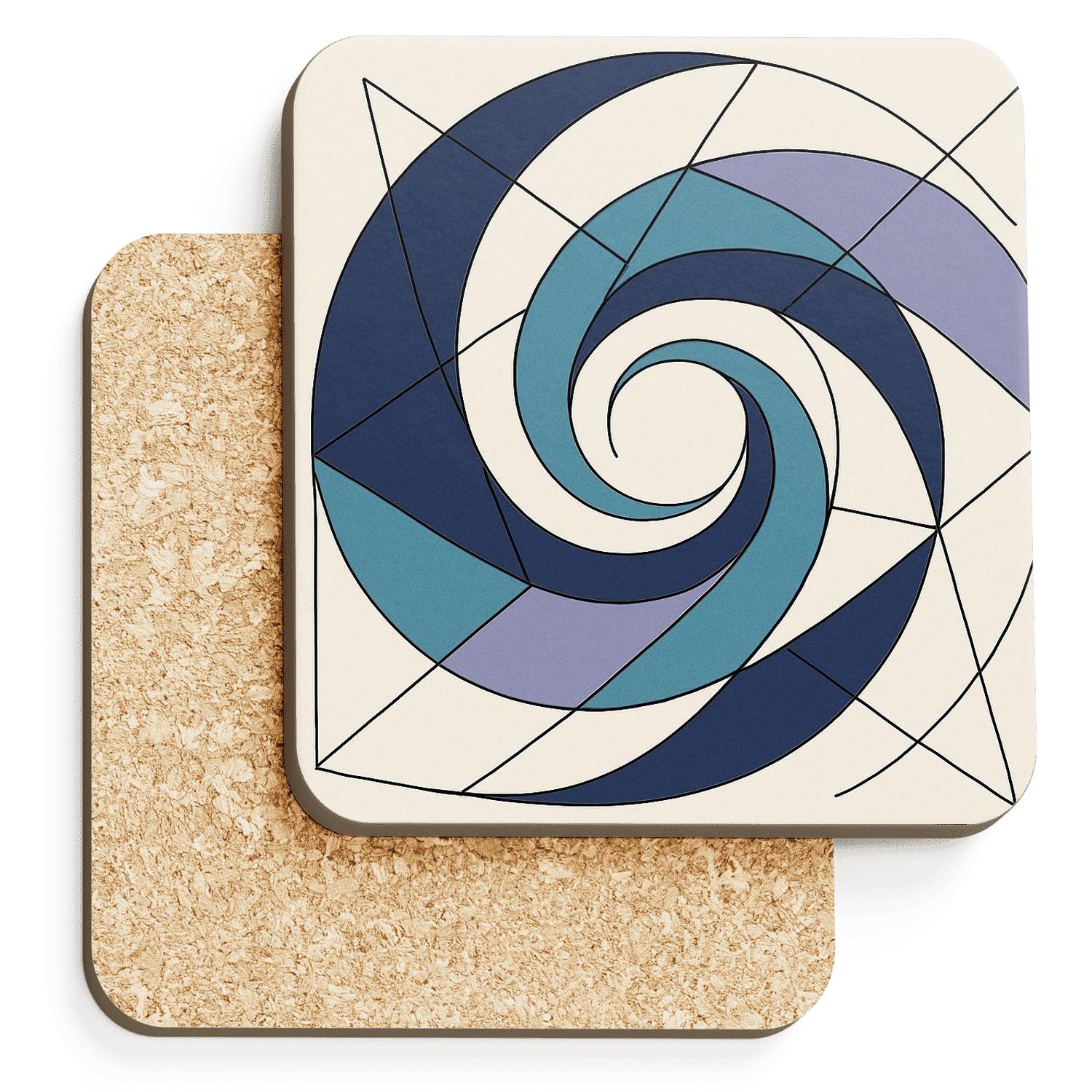 Nebula Geometry Flow wooden table coasters