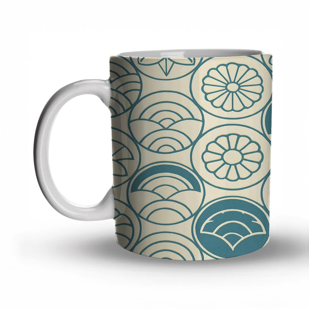 Ukiyo Crest Weave custom printed mugs