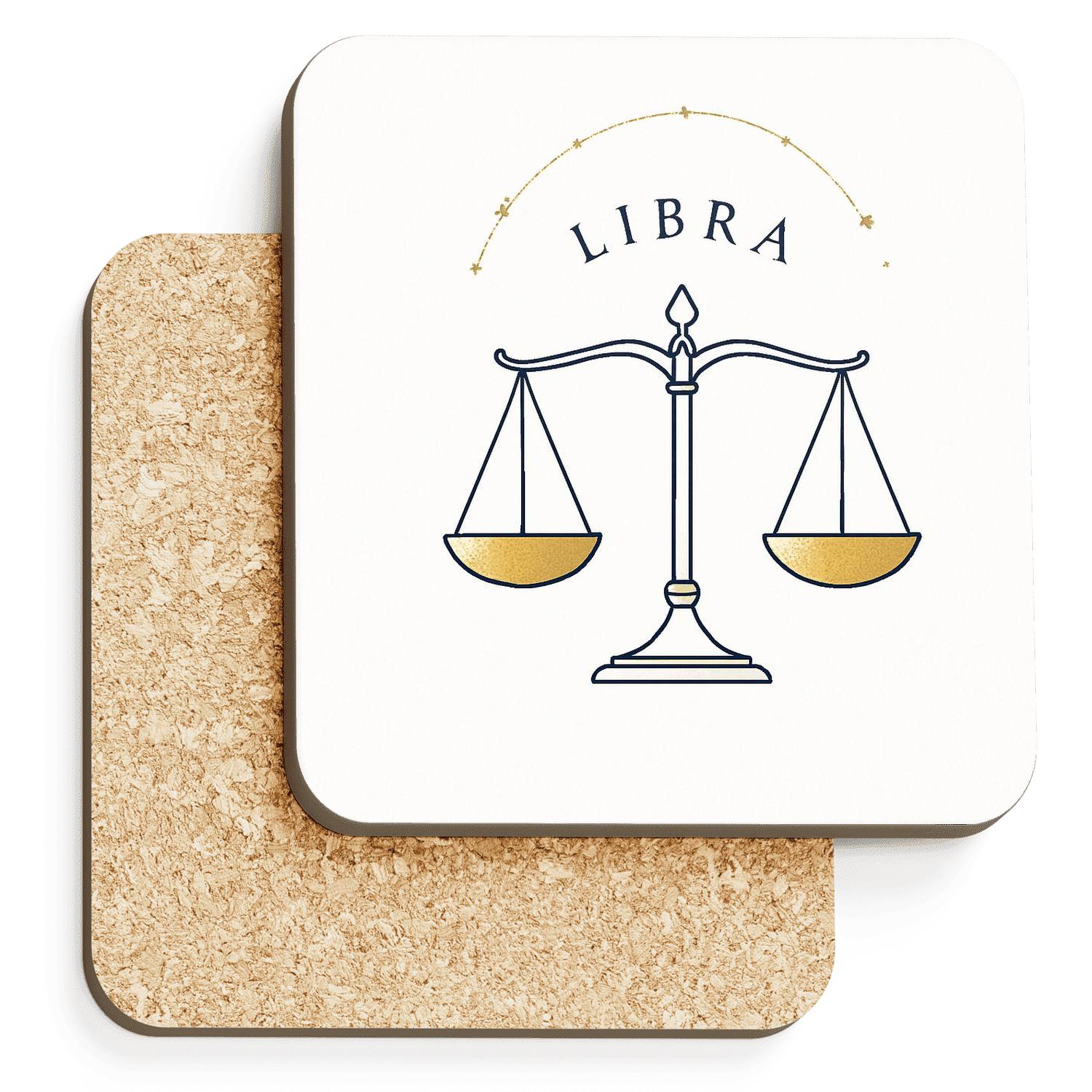Libra Celestial Balance Line Art cork coaster sets