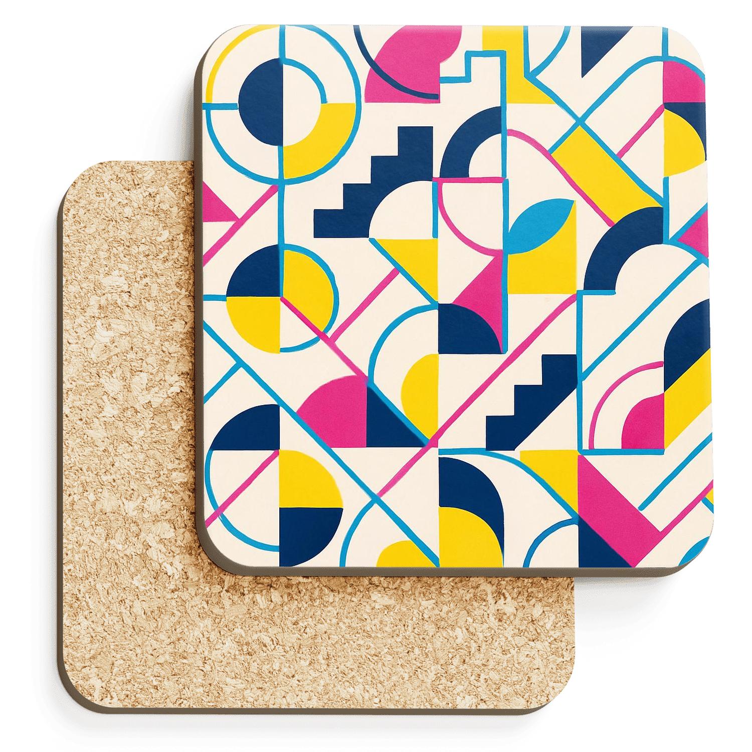 Neon Bauhaus Rhythm Grid coasters for home decor