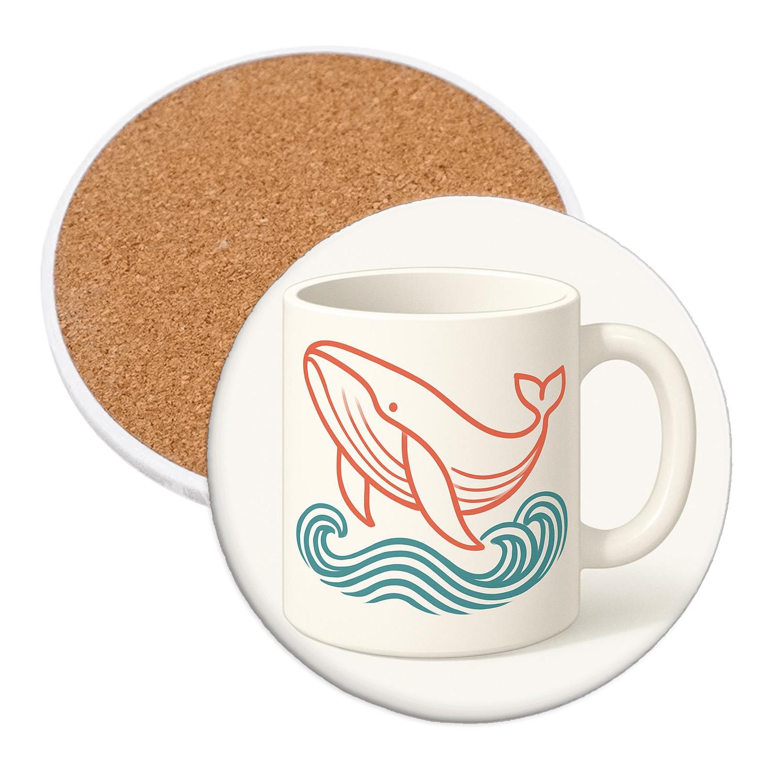 Coral_Whale_Minimalist_Line_Art_Mug cork coaster sets