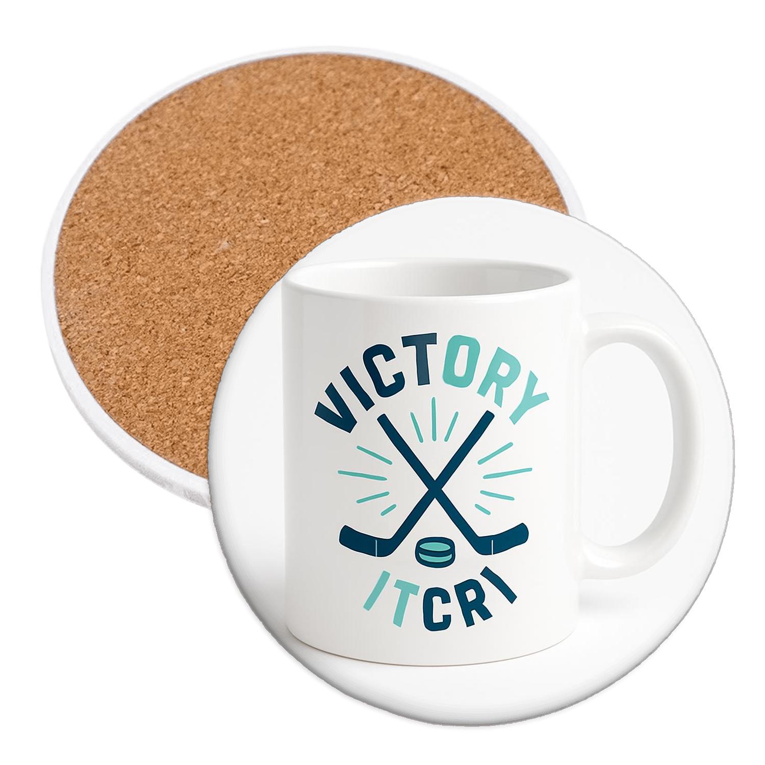 Crossed Sticks Hockey Victory Mug wooden table coasters