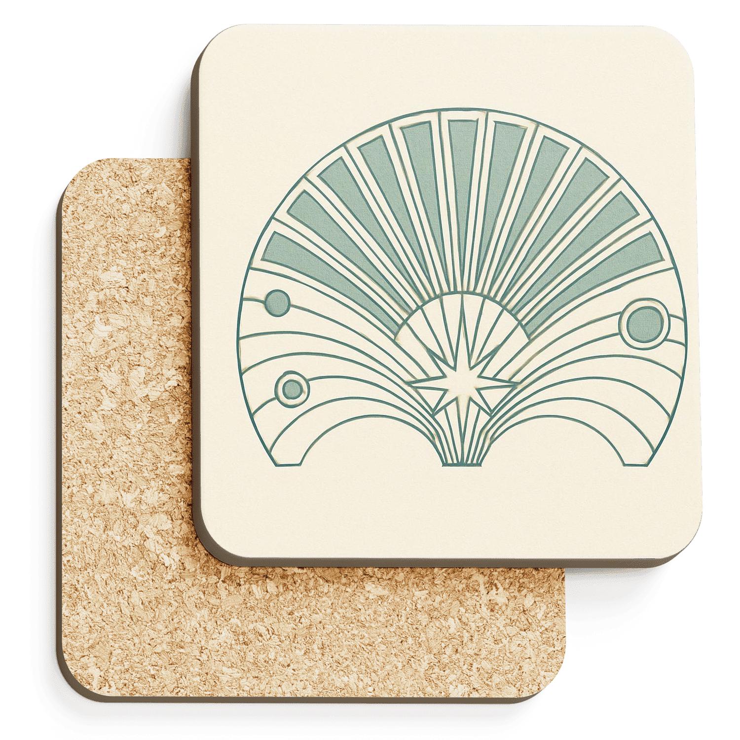Celestial Art Deco Fan Motif coasters for home decor