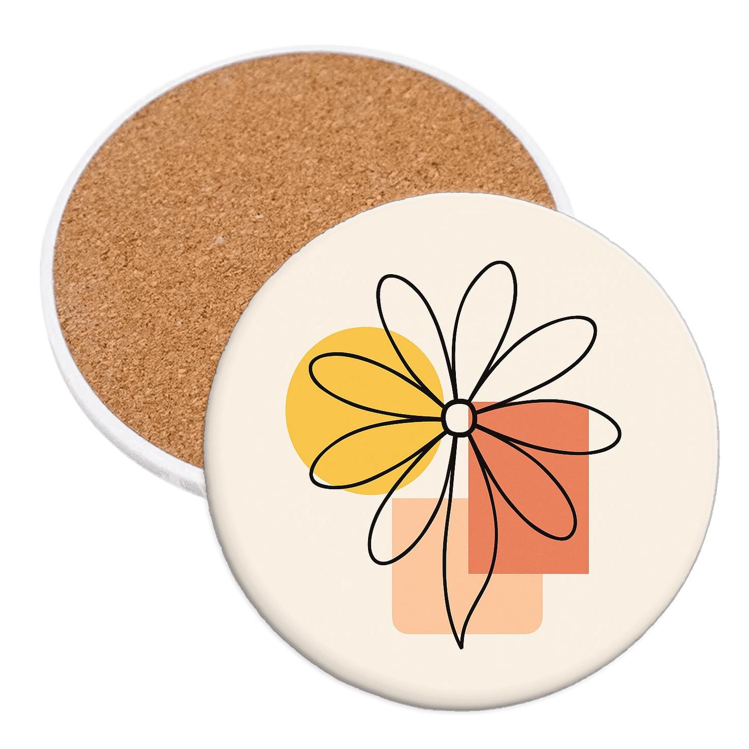Solar Bloom Linescape decorative beverage coasters