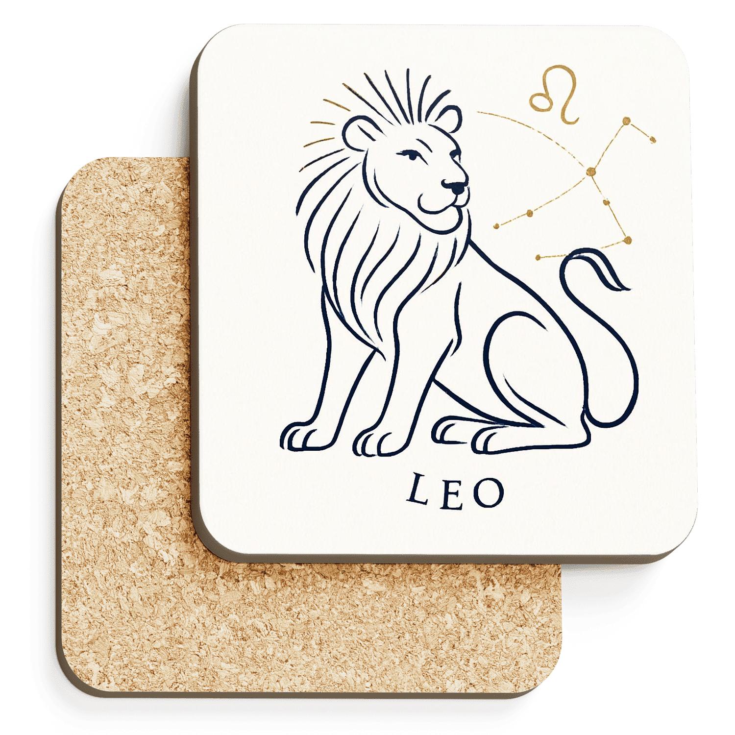 Celestial Leo Golden Line Constellation absorbent drink coasters