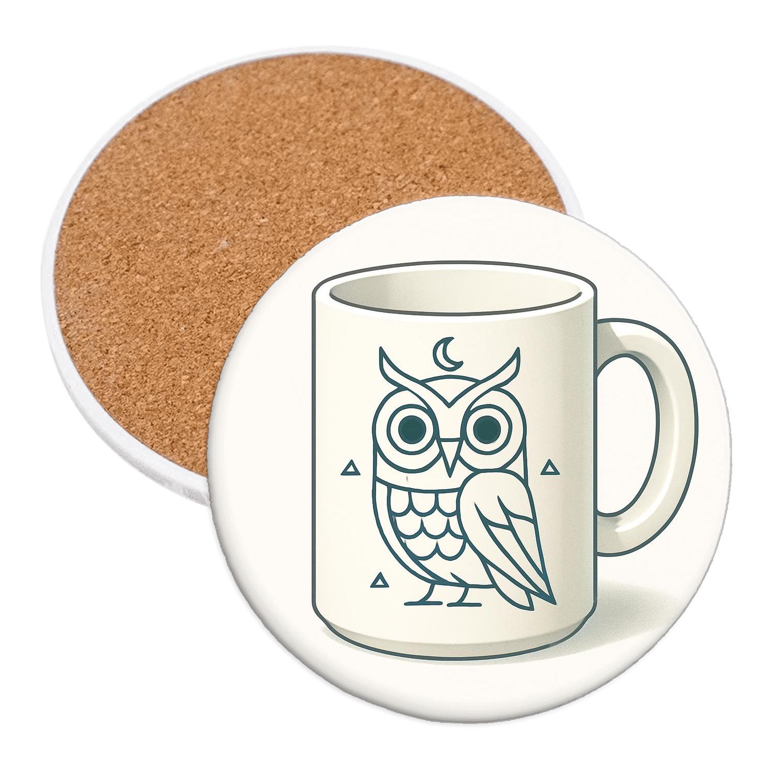 Geometric Night Owl Line Art Mug custom engraved coasters