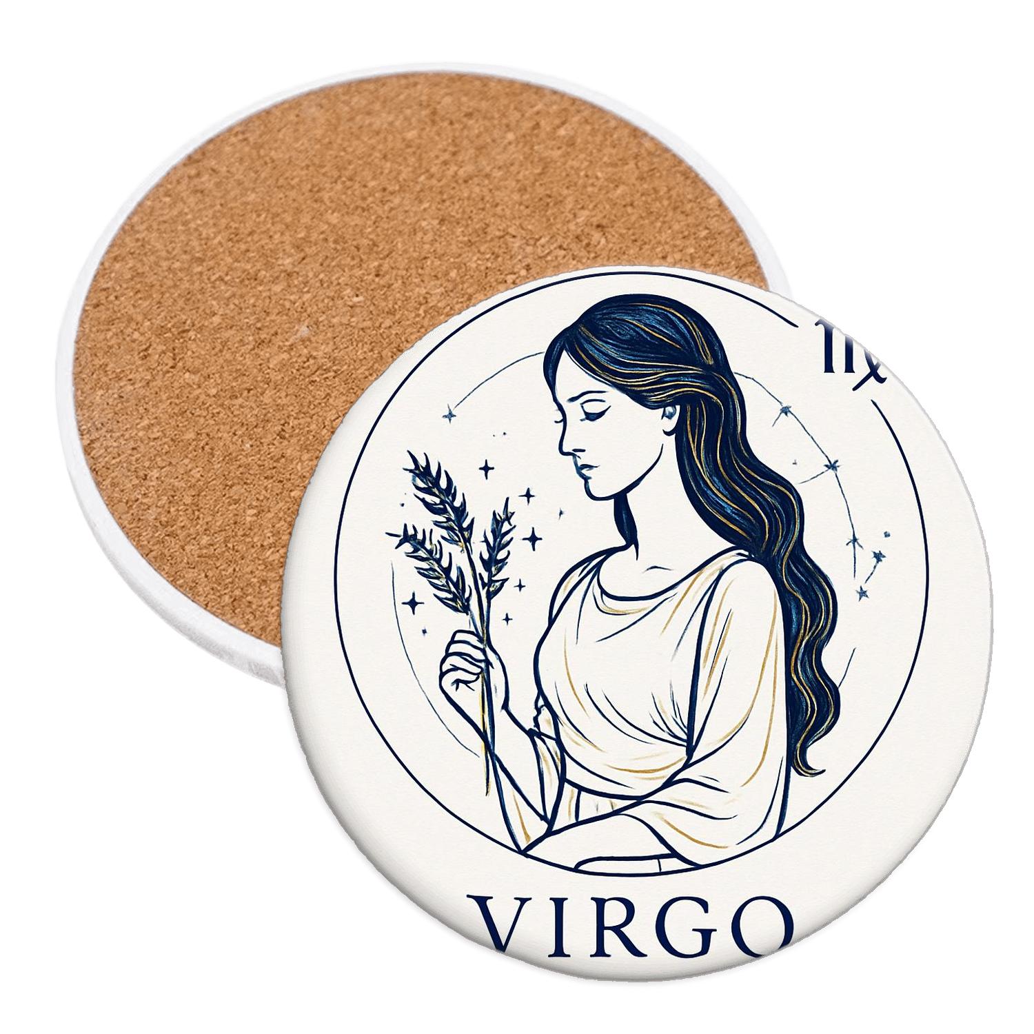 Virgo Maiden Cosmic Script coasters for home decor