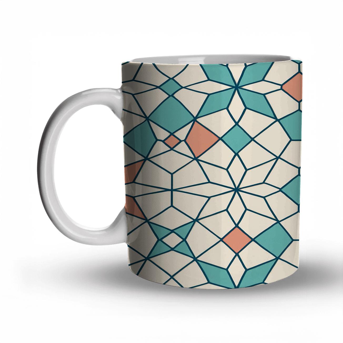 Andalusian Girih Minimal Star Lattice insulated thermal mugs