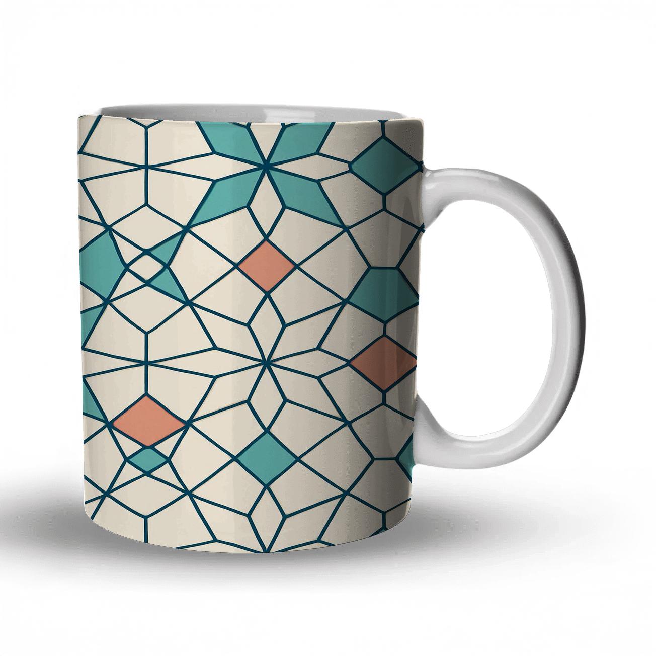 Andalusian Girih Minimal Star Lattice insulated thermal mugs