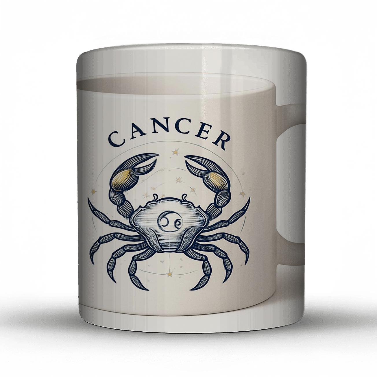 Cancer Minimal Crab Mandala Constellation Crest ceramic coffee mugs
