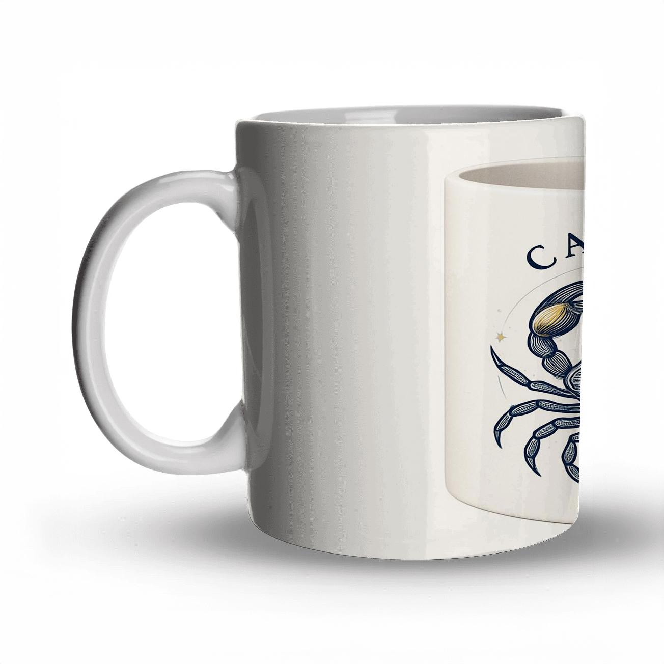 Cancer Minimal Crab Mandala Constellation Crest ceramic coffee mugs