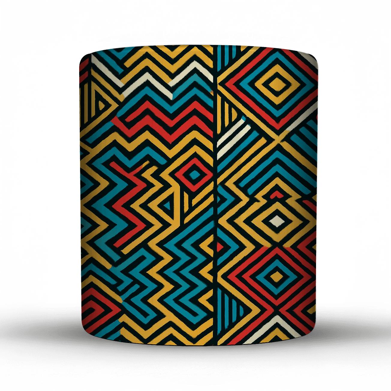 Ornamental Op Art Kente Circuit Lines decorative mug sets