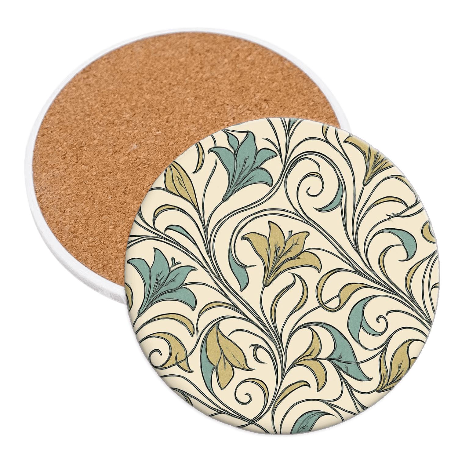 Art Nouveau Metroflora Whiplash Vines cork coaster sets