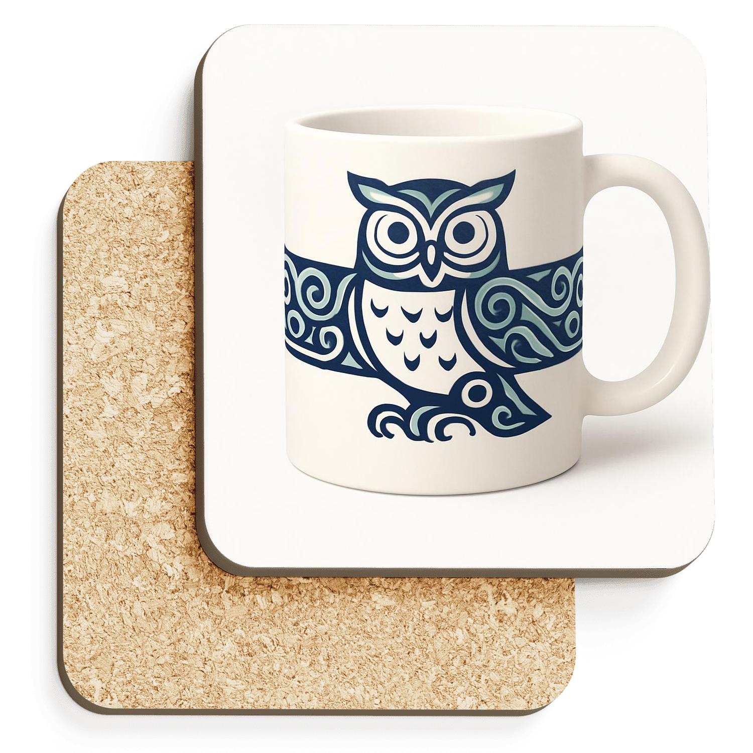 Ainu Pattern Owl Minimal Line Wrap Mug coasters for home decor