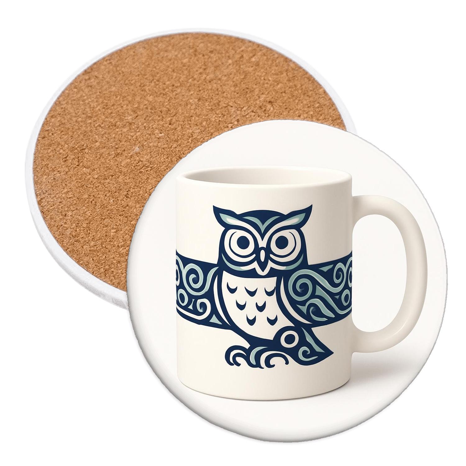 Ainu Pattern Owl Minimal Line Wrap Mug coasters for home decor