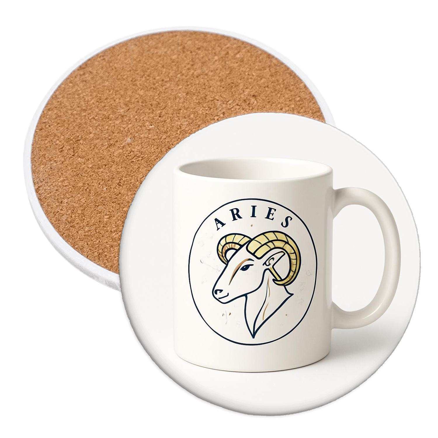 Aries Art Deco Ram Constellation Seal custom engraved coasters
