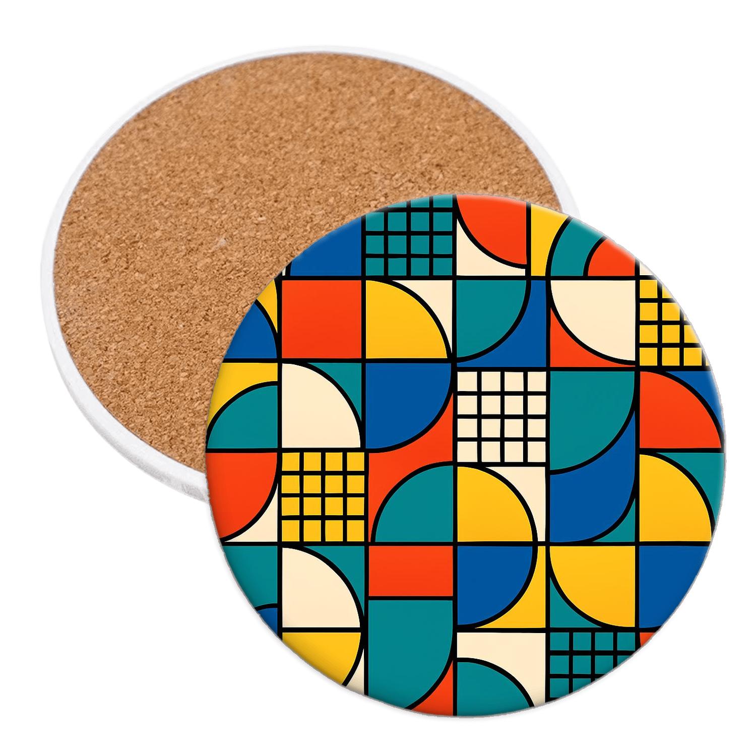Bauhaus Neon Weave Constellation cork coaster sets