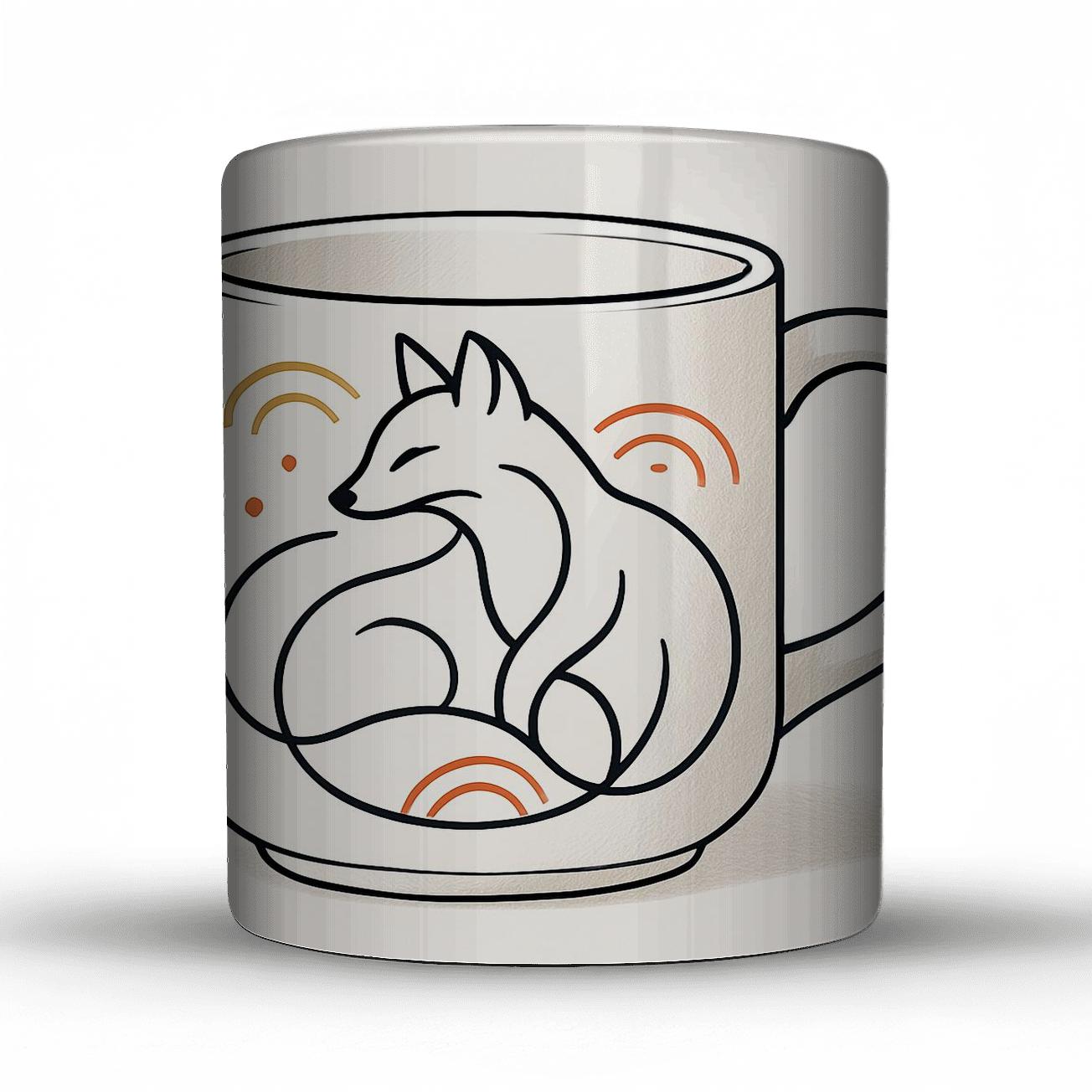 Rinpa Fox Spiral Minimal Mug Art travel mugs with handles