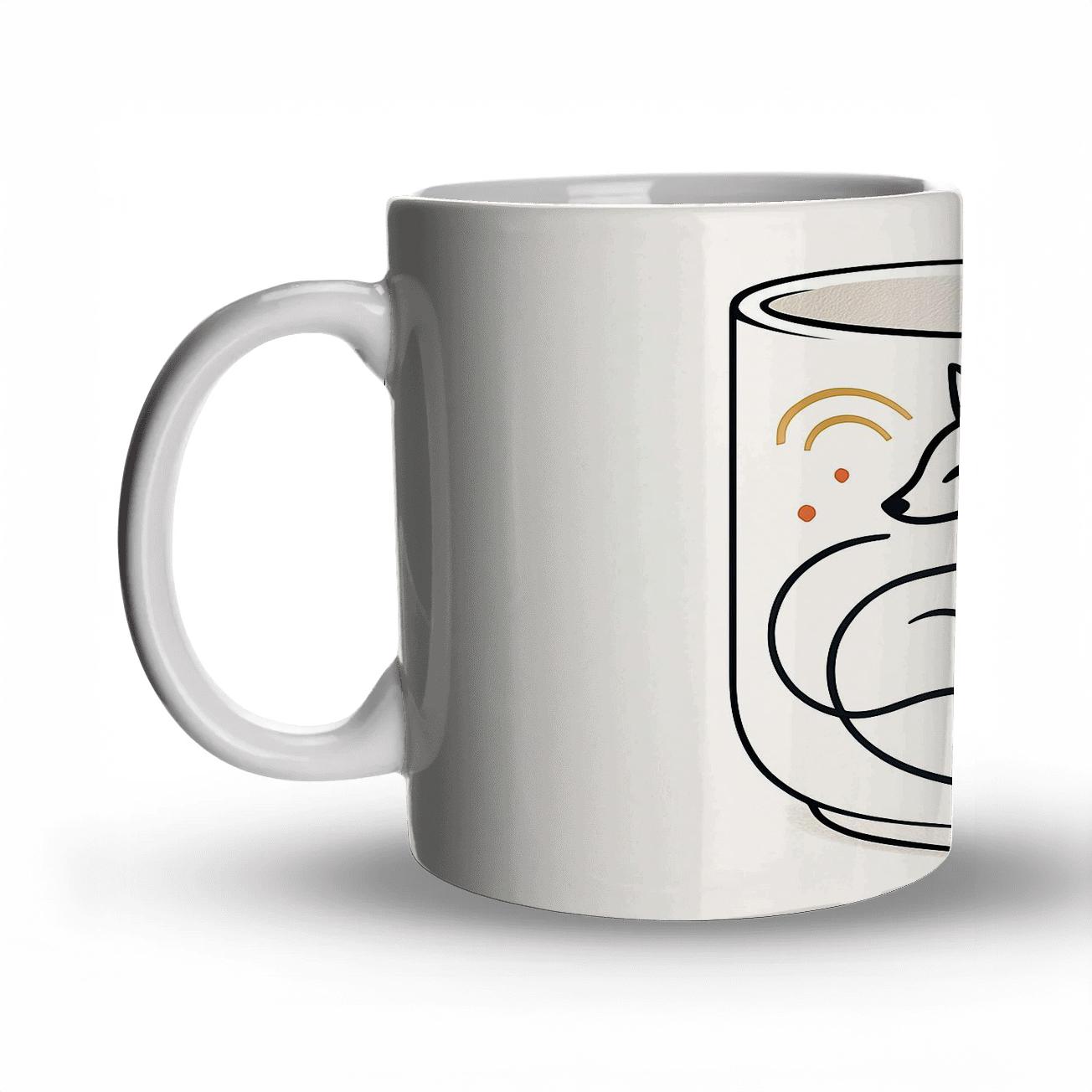 Rinpa Fox Spiral Minimal Mug Art travel mugs with handles