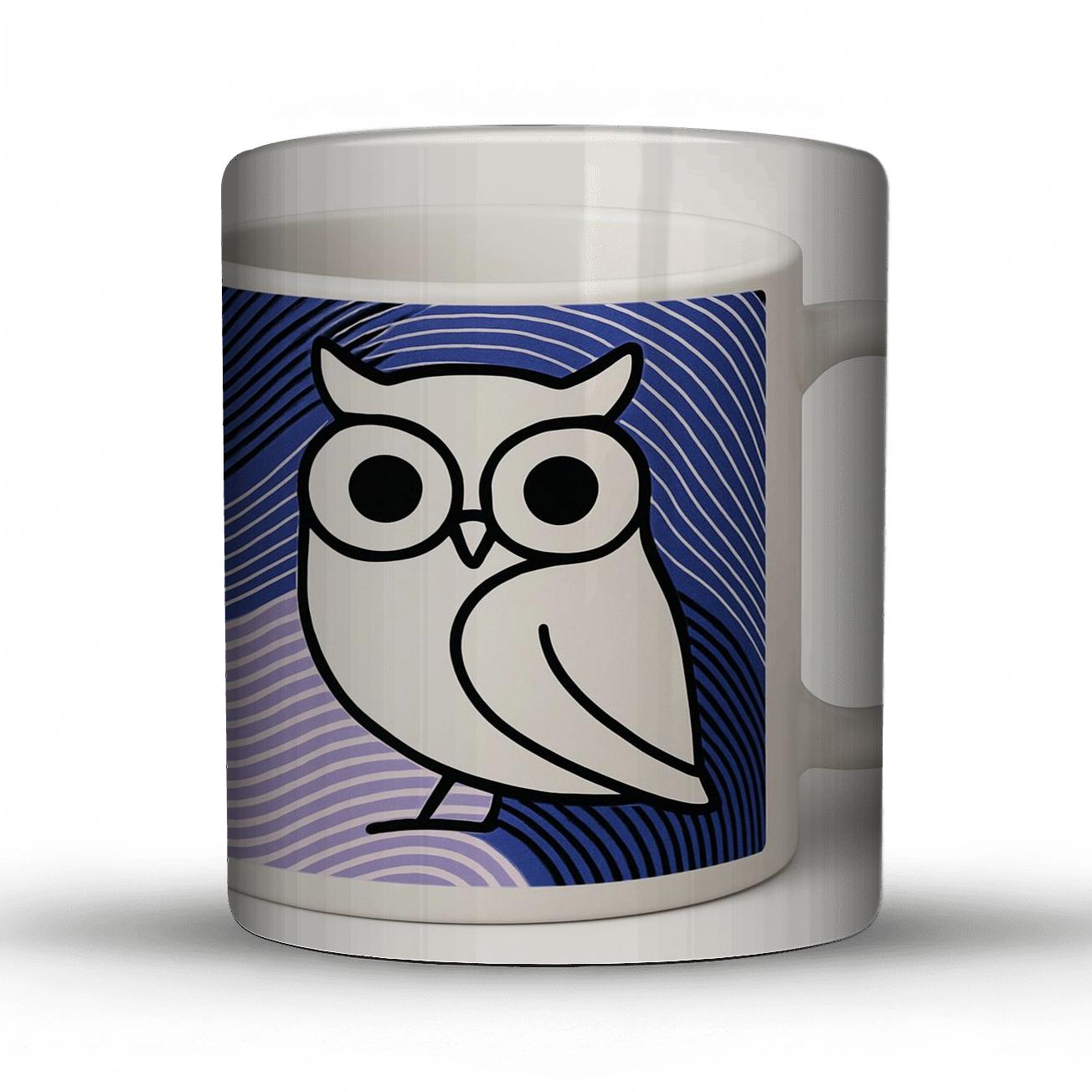 Op Art Owl Halo Minimal Mug Pattern novelty coffee mugs