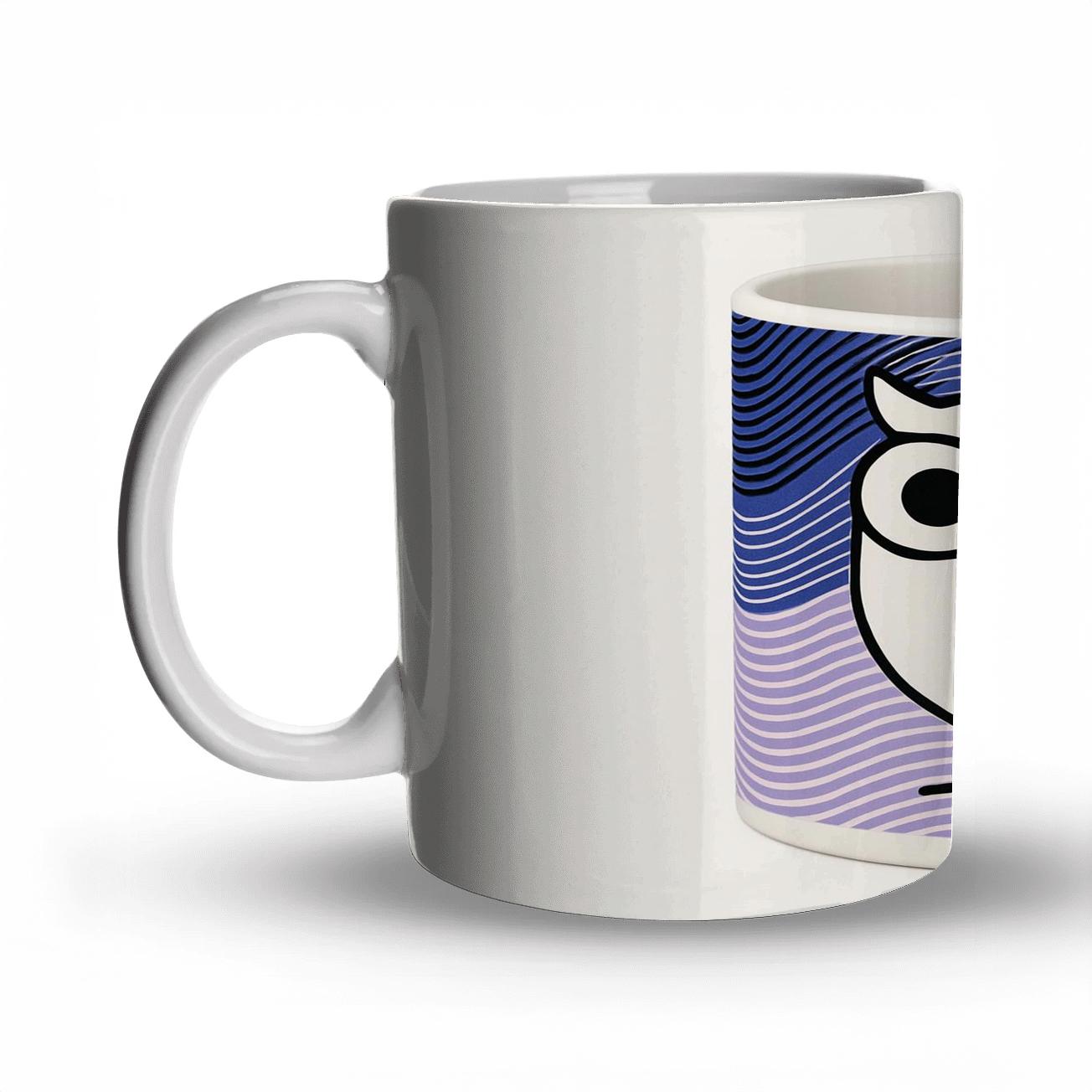 Op Art Owl Halo Minimal Mug Pattern novelty coffee mugs