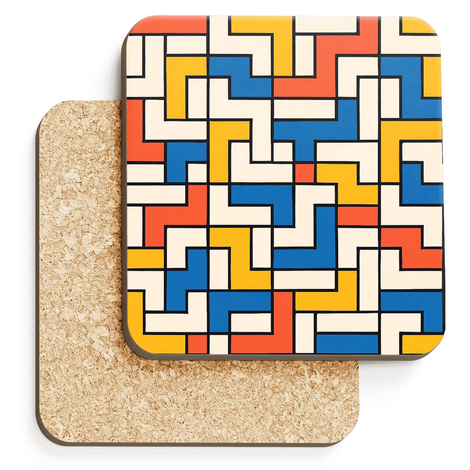 Bauhaus Weaving Grid Study wooden table coasters