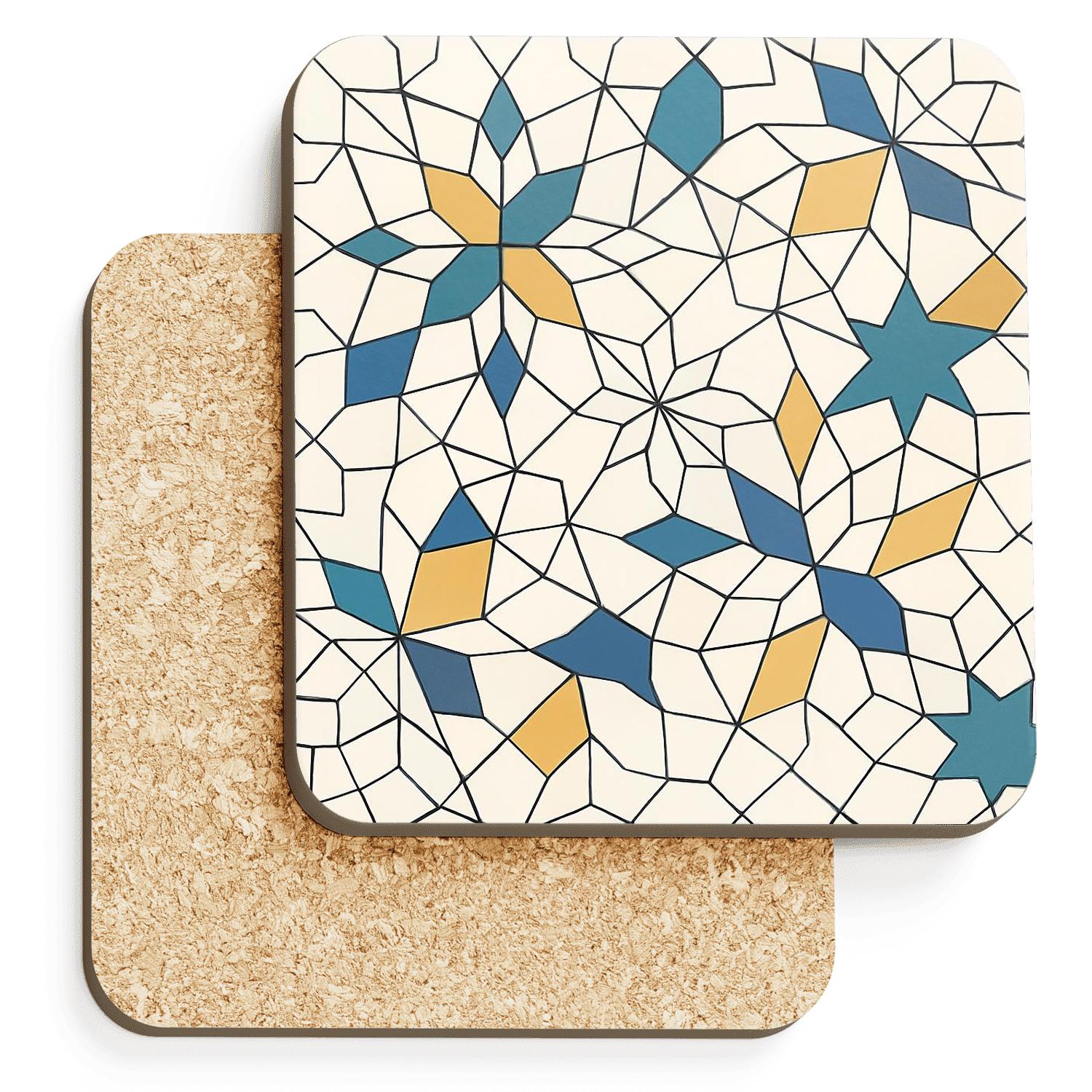Alhambra Quasicrystal Star Tessellation cork coaster sets