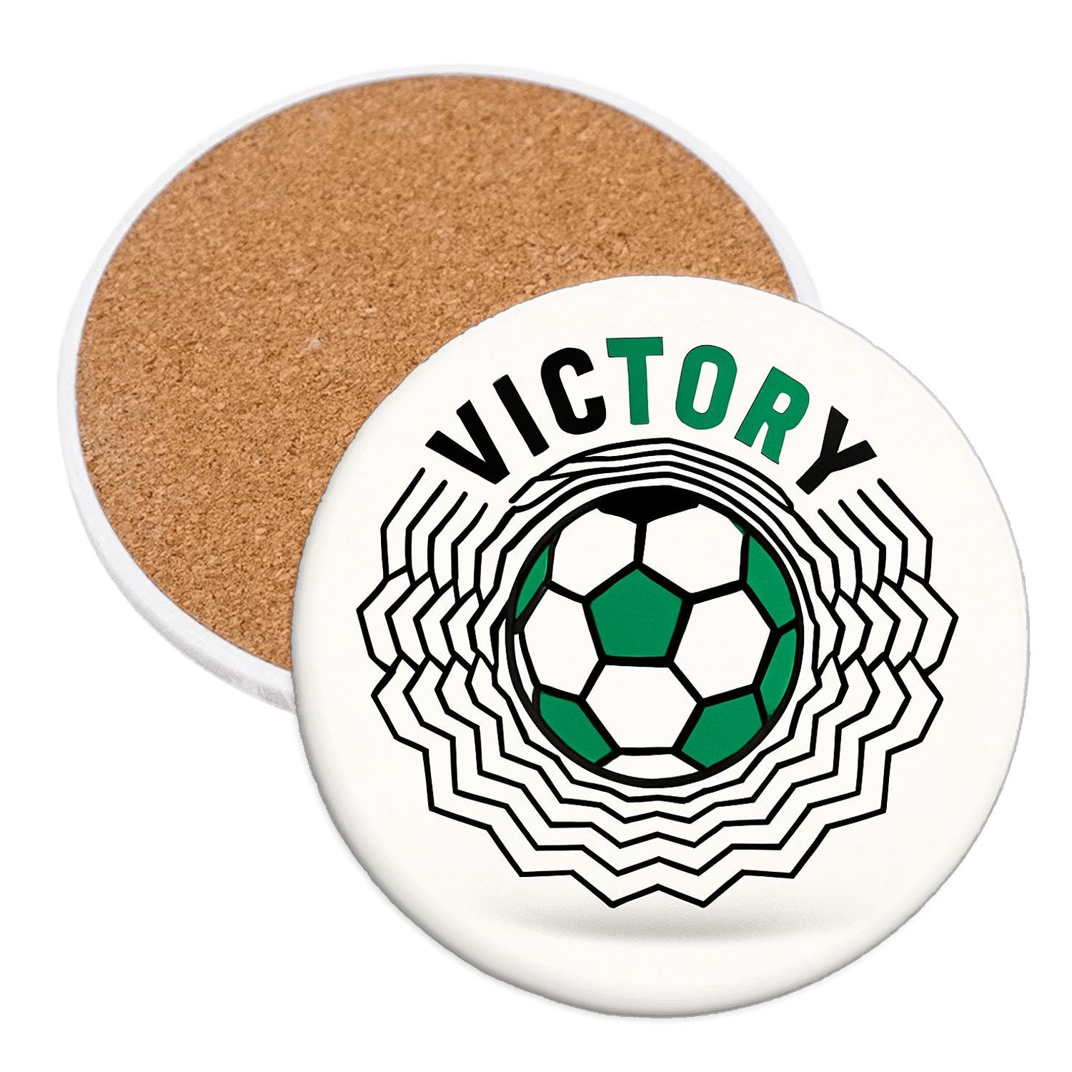 Soccer Victory Pentagons Op Art Chant Ring wooden table coasters