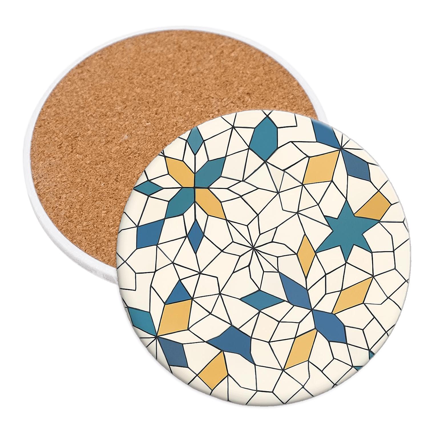 Alhambra Quasicrystal Star Tessellation cork coaster sets