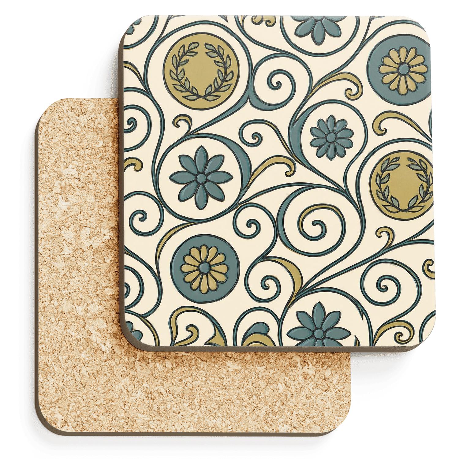 Vienna Secession Laurel Whiplash Medallions decorative beverage coasters