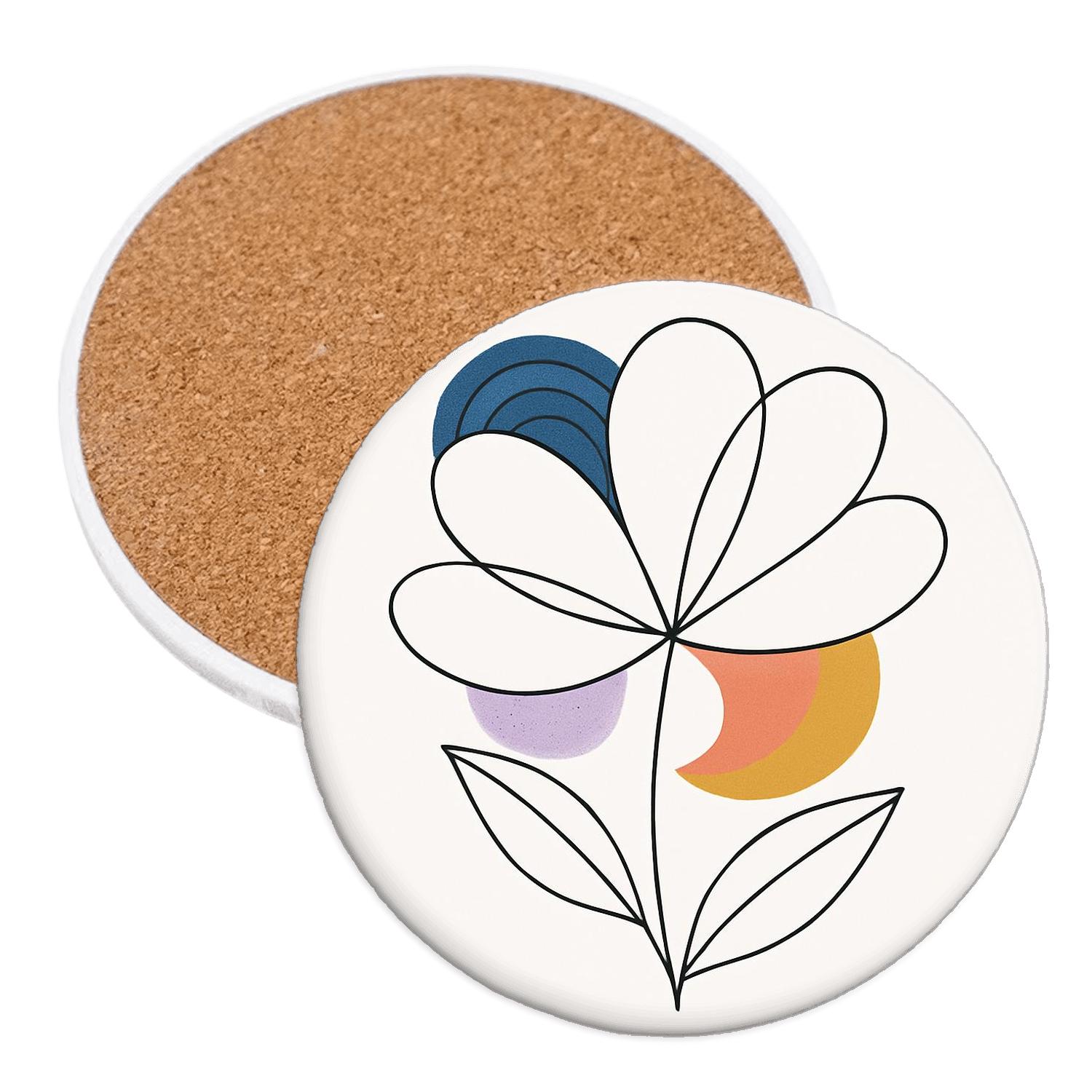 Orbiting Botanicals Line Bloom personalized drink coasters