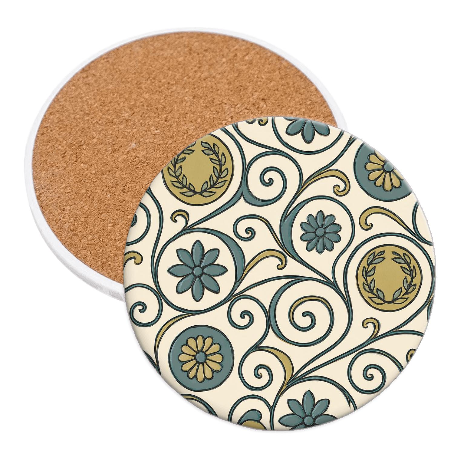 Vienna Secession Laurel Whiplash Medallions absorbent drink coasters