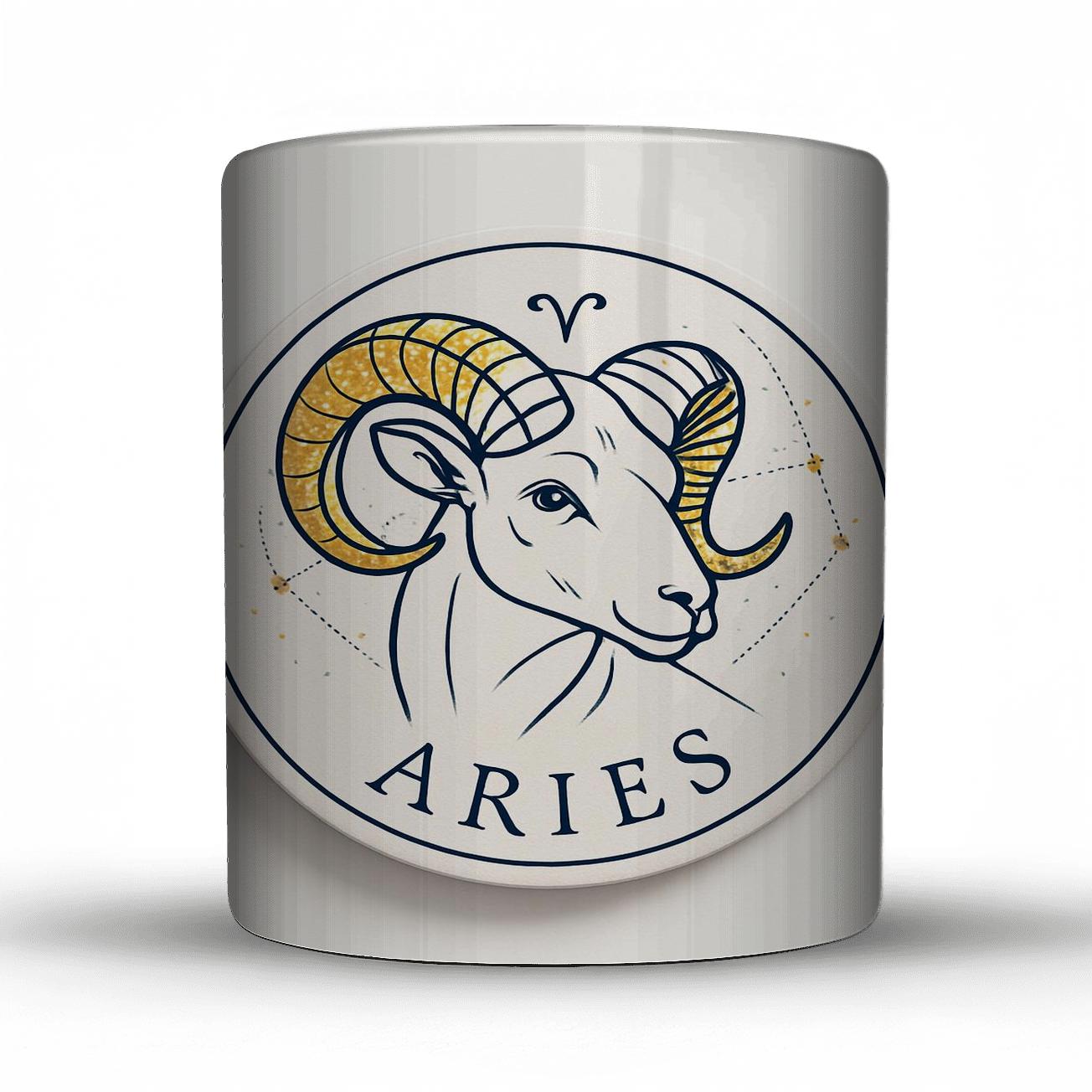 Aries Golden Ram Star Map Medallion custom printed mugs