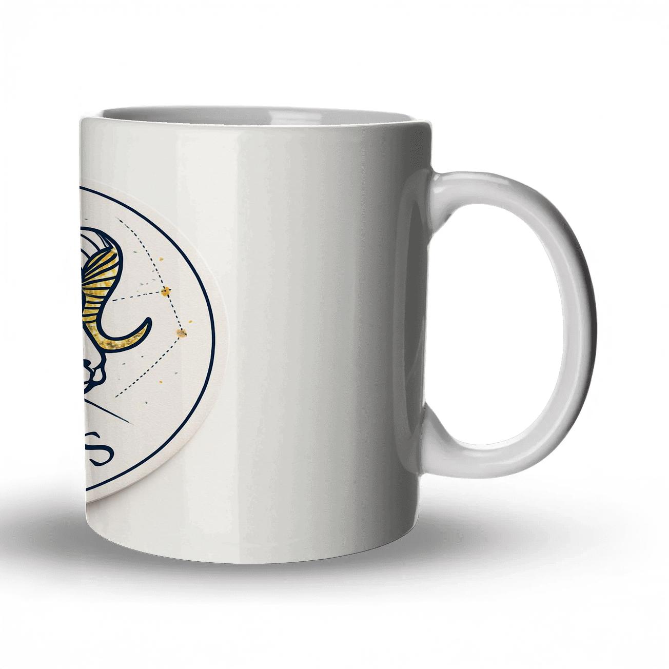 Aries Golden Ram Star Map Medallion custom printed mugs