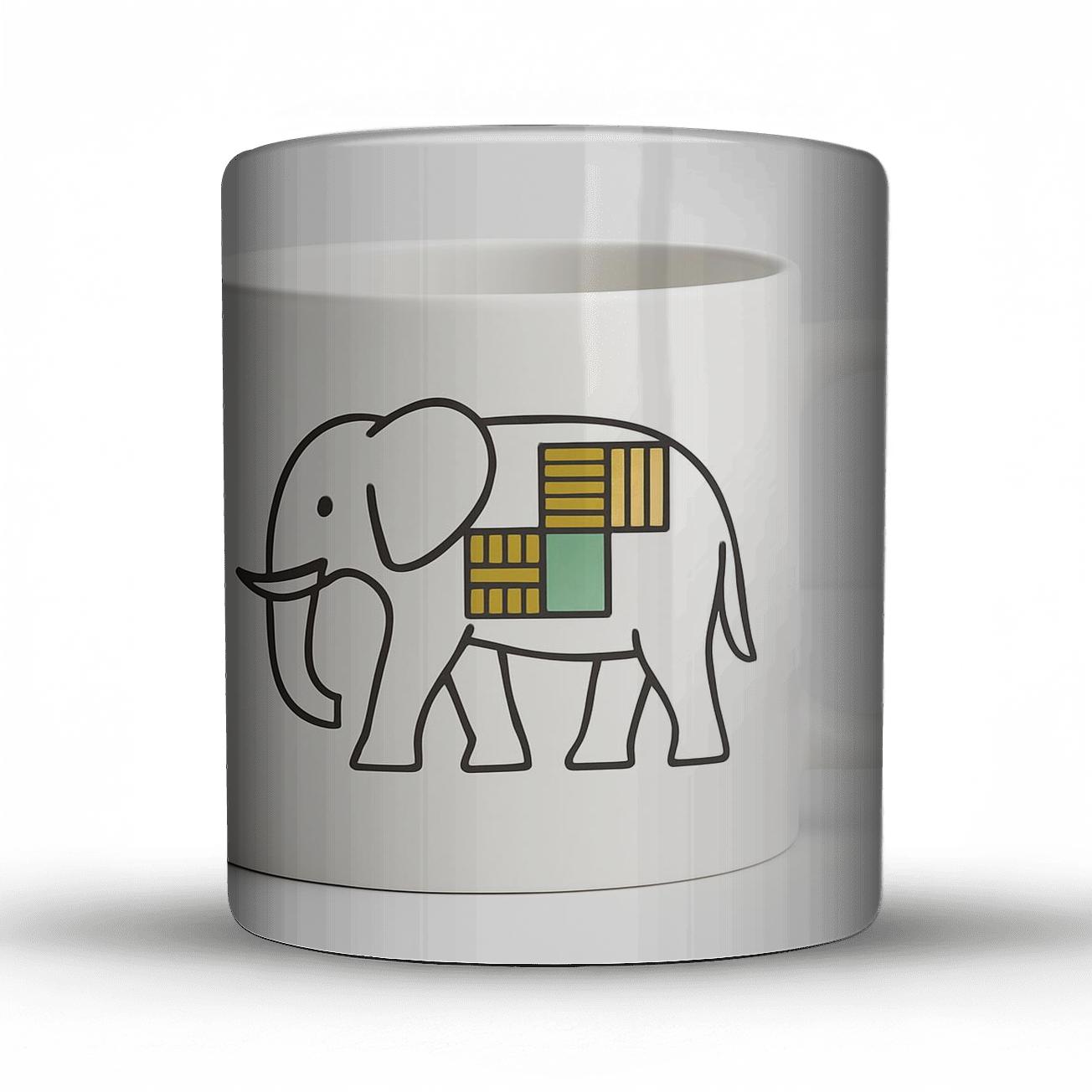 Elephant Rinpa Kente Minimal Line Wrap custom printed mugs