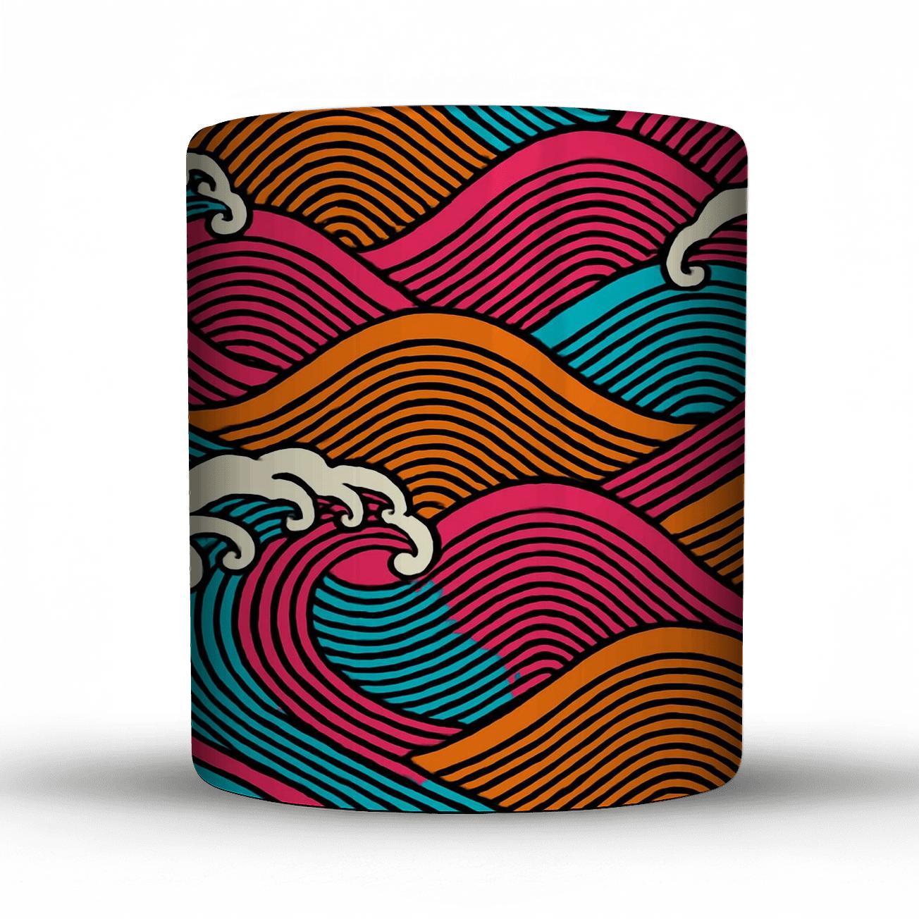 Ukiyo E Op Art Aurora Waves decorative mug sets