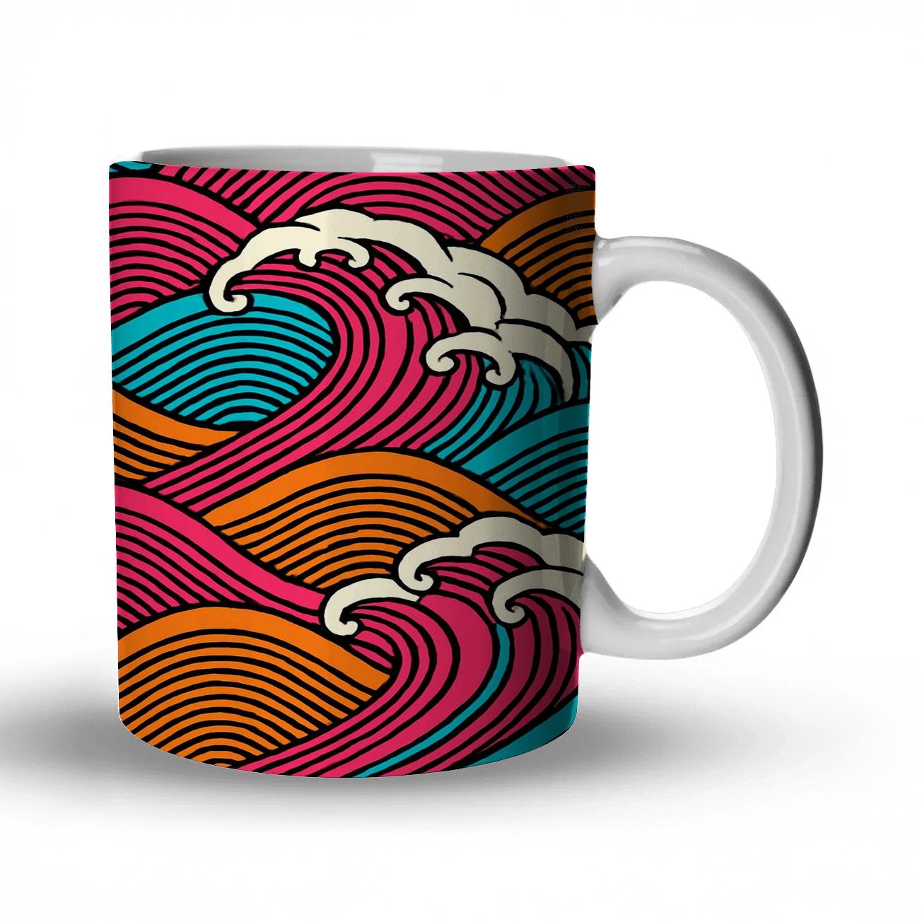 Ukiyo E Op Art Aurora Waves decorative mug sets