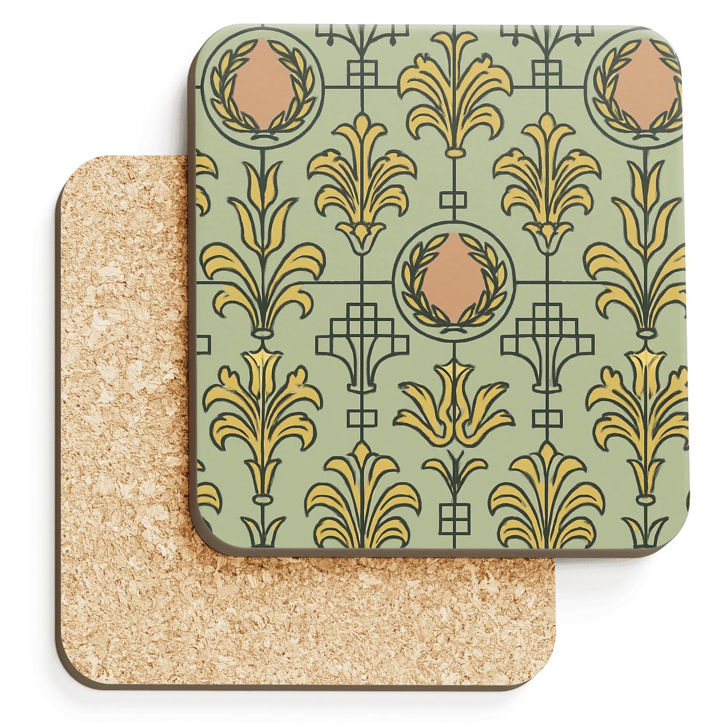 Vienna Secession Laurel Medallions cork coaster sets