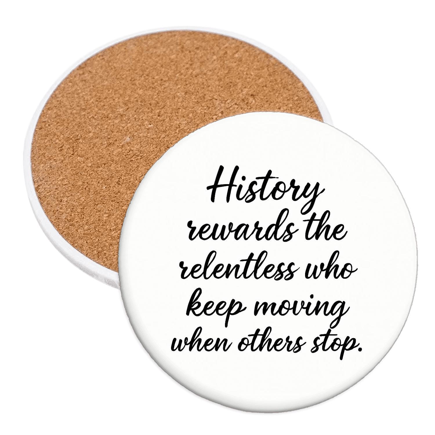 History Rewards The Relentless cork coaster sets