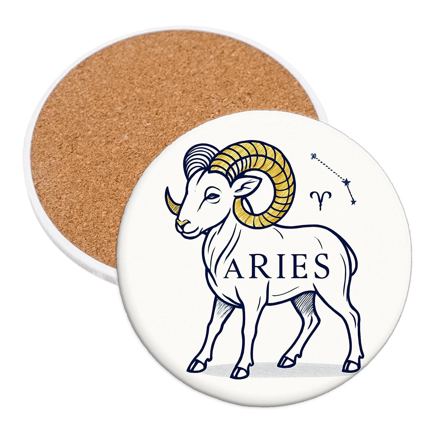 Aries Ram Medieval Star Atlas Minimal Line Art decorative beverage coasters