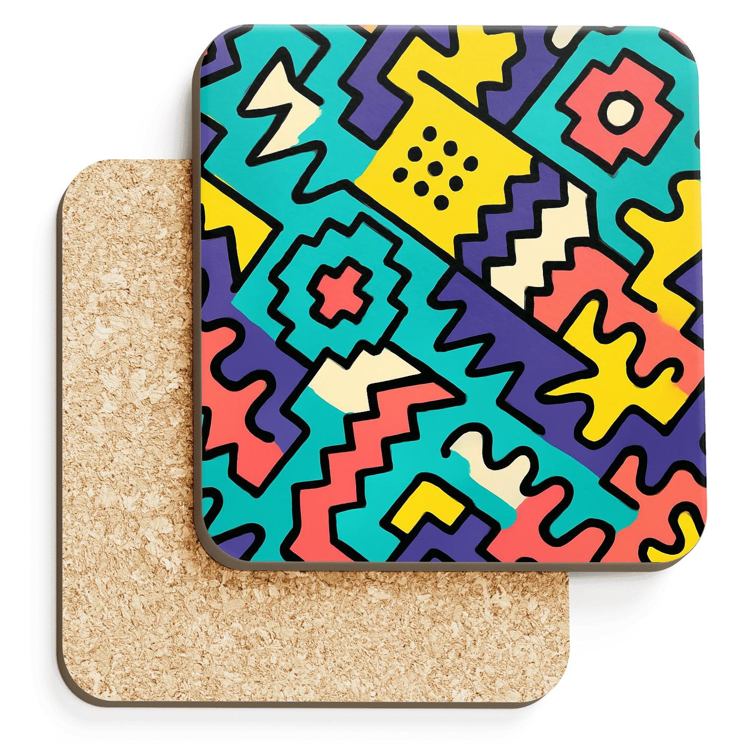 Memphis Andean Line Glyphs custom engraved coasters
