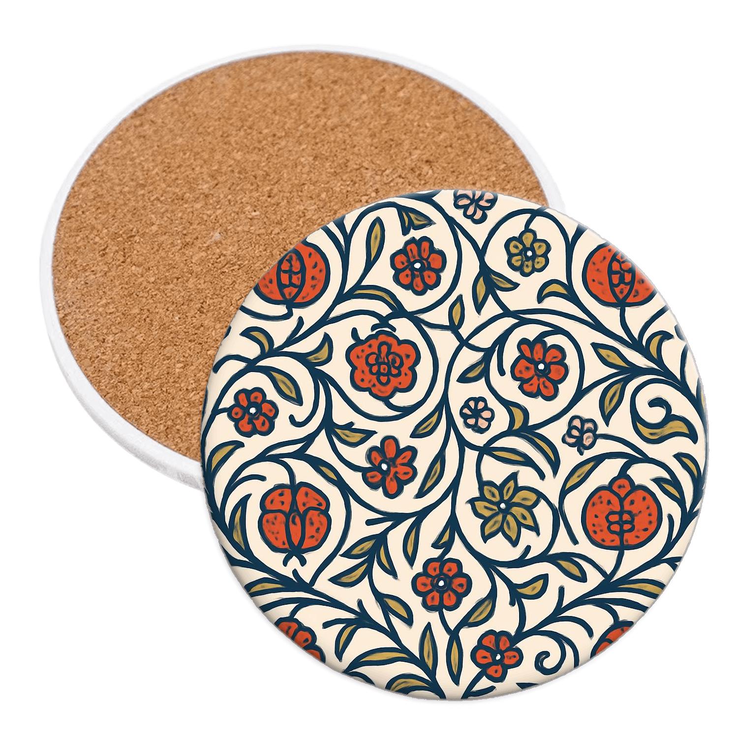 Arts And Crafts Tudor Vine Scrollwork custom engraved coasters