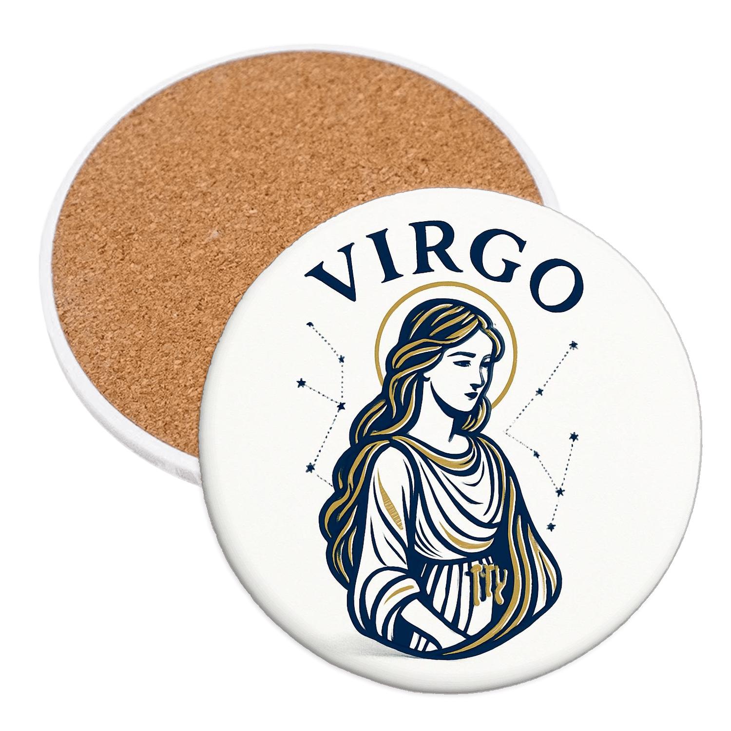 Virgo Maiden Art Nouveau Constellation Emblem absorbent drink coasters